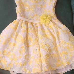 Charming Yellow Floral Lace Kids Dress